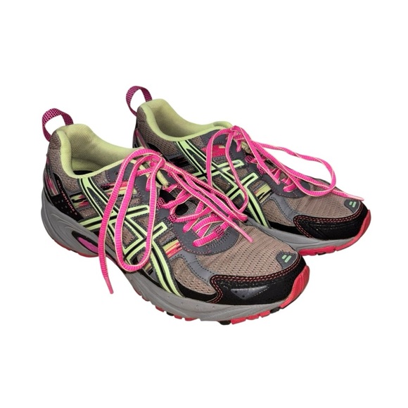 ASICS Women’s Size 10 Gel Venture 5 Running Shoes T5N9Q Gray Pink Lime Green - Picture 1 of 8